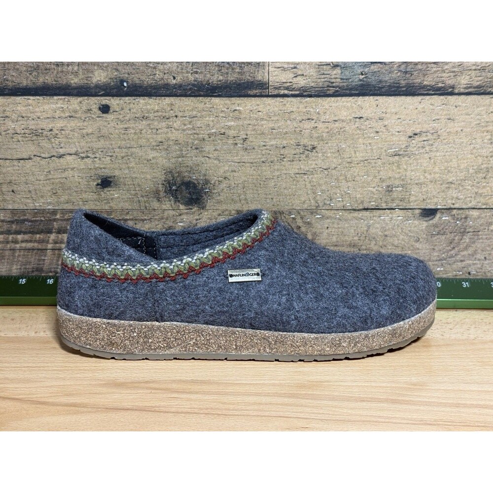 🔥Haflinger NEW GZH Zig Zag Clogs Mens 12Gray Wool Sz 45 Slip On $169 Retail
